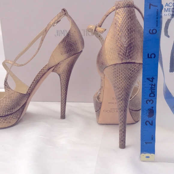 Jimmy Choo: 38 1/2 EU Snake/Gold - Picture 9 of 11